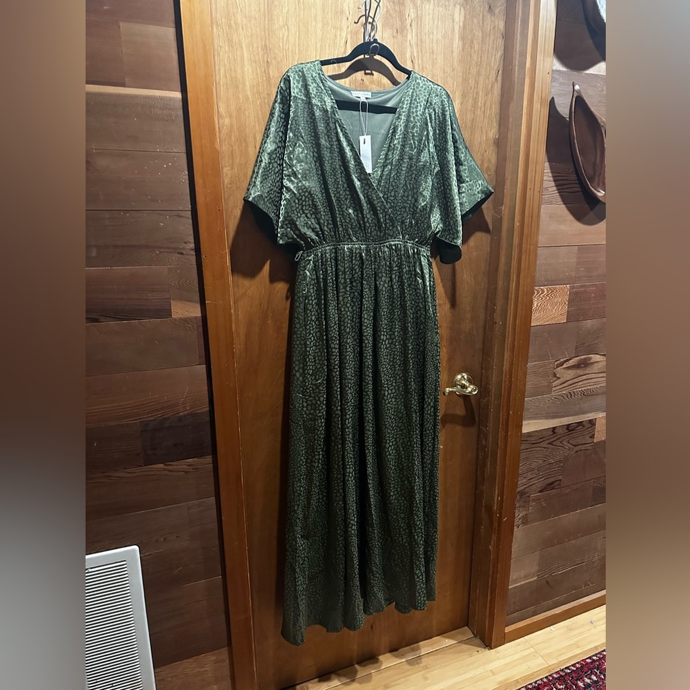 Olive Green Baltic Born Dress With Subtle Animal Print - Picture 2 of 11